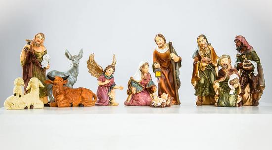 Preview: Weihnachtskrippe (W11) Krippenstall groß + Figuren