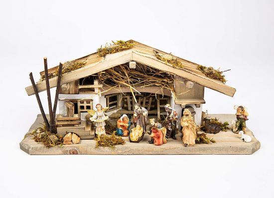Weihnachtskrippe (W20) Krippenstall Tischkrippe + Figuren