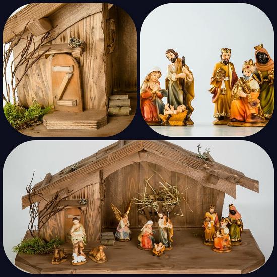 Nativity Scene (W8) Nativity Stable made of wood by a carpenter – finest workmanship + figures