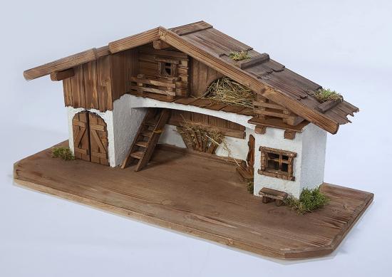 Preview: Weihnachtskrippe (W10) Krippenstall groß + Figuren