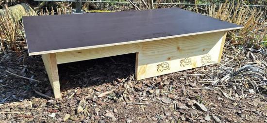 Preview: Interior view of Woidherz XXL wooden tortoise house for garden enclosure