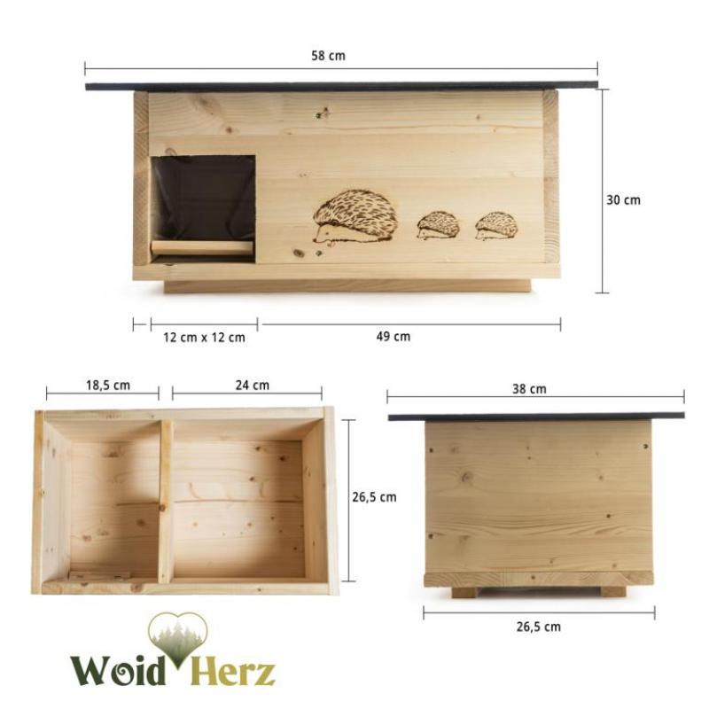 Woid Herz XXXL Hedgehog House (IG1) – Double Varnished