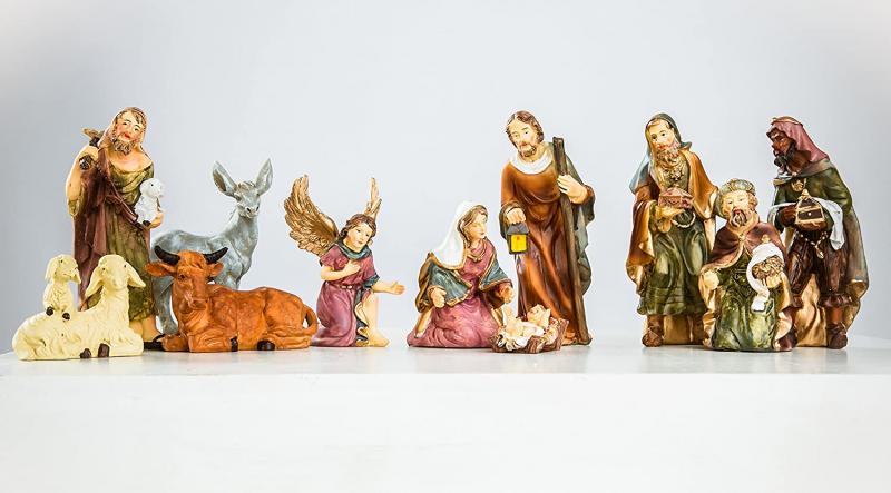 Weihnachtskrippe (W11) Krippenstall groß + Figuren