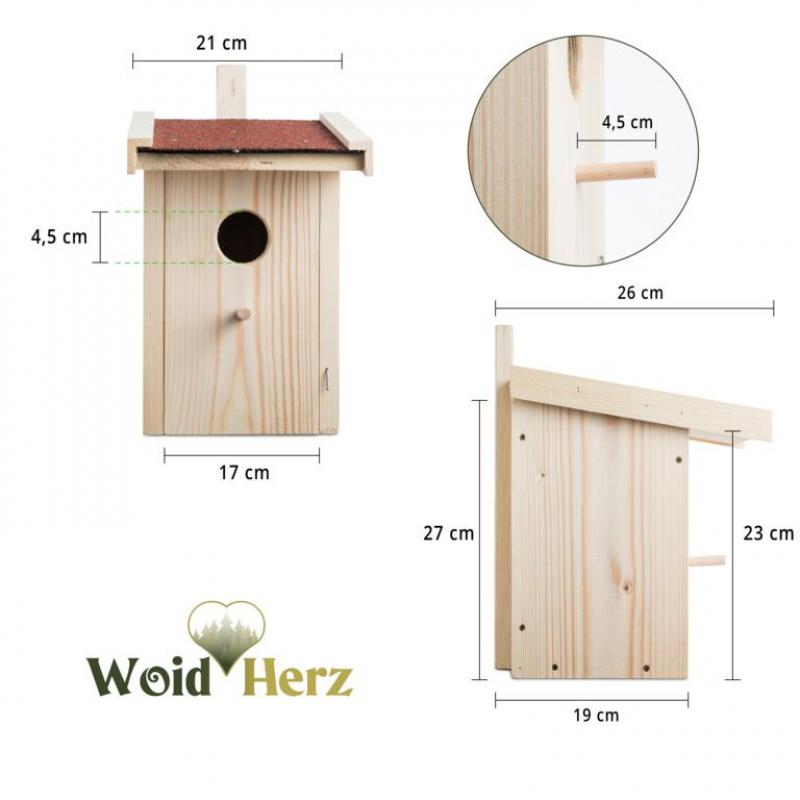 Woid Herz Nistkasten mit Bitumendach Vogelhaus (N5)