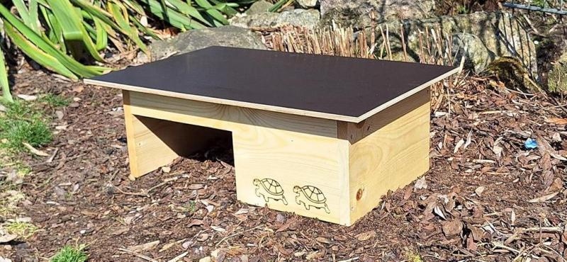 Interior view of Woidherz XXL wooden tortoise house for garden enclosure